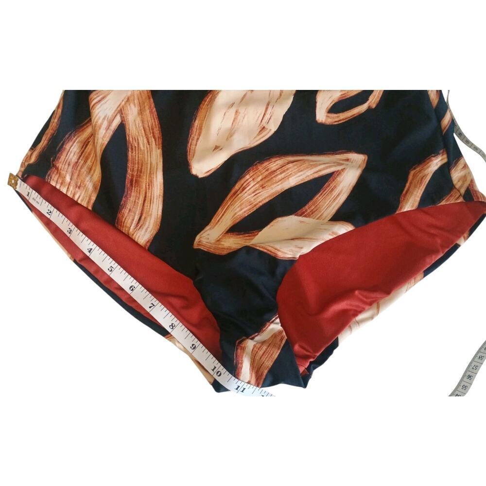 DKNY Halter Ring One Piece Swimsuit color Painted Leaf Large NWT - Picture 9 of 13